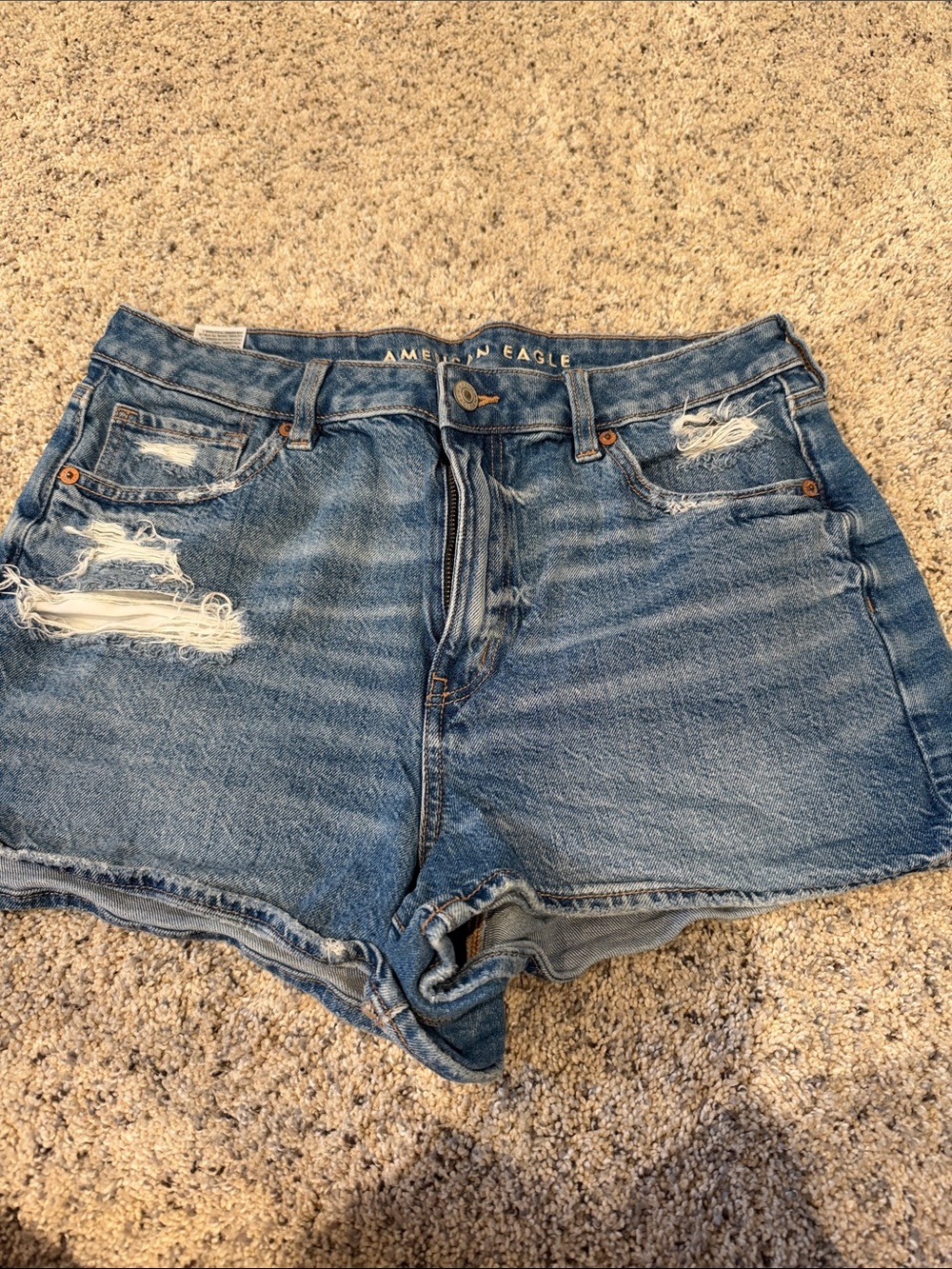American Eagle Outfitters Medium Blue Distressed Denim Shorts